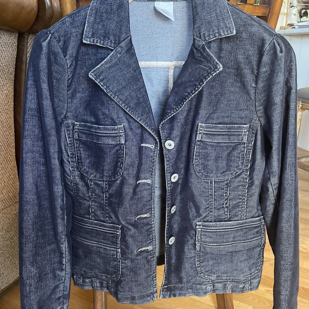 Womens Blue Corduroy Blazer Jacket Department of Peace Size S Soft